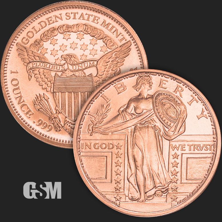 Standing Liberty 1 Oz Copper Round - 1 Oz Copper Coin