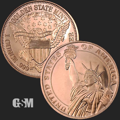 Guns and Gold Design Lot of 100-1 oz Copper Rounds