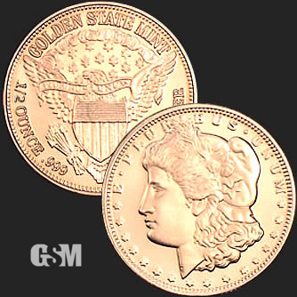 Pure Copper Bullion Round!! 1921 Peace Dollar Portrait 1oz