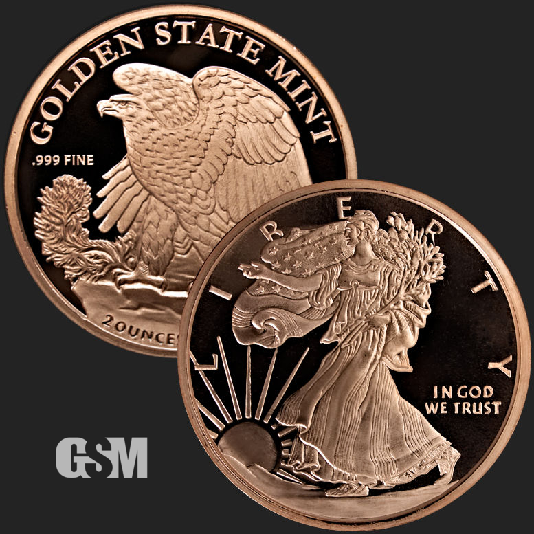 BU 1oz Walking Liberty American Eagle Copper Coin .999 Bullion Round