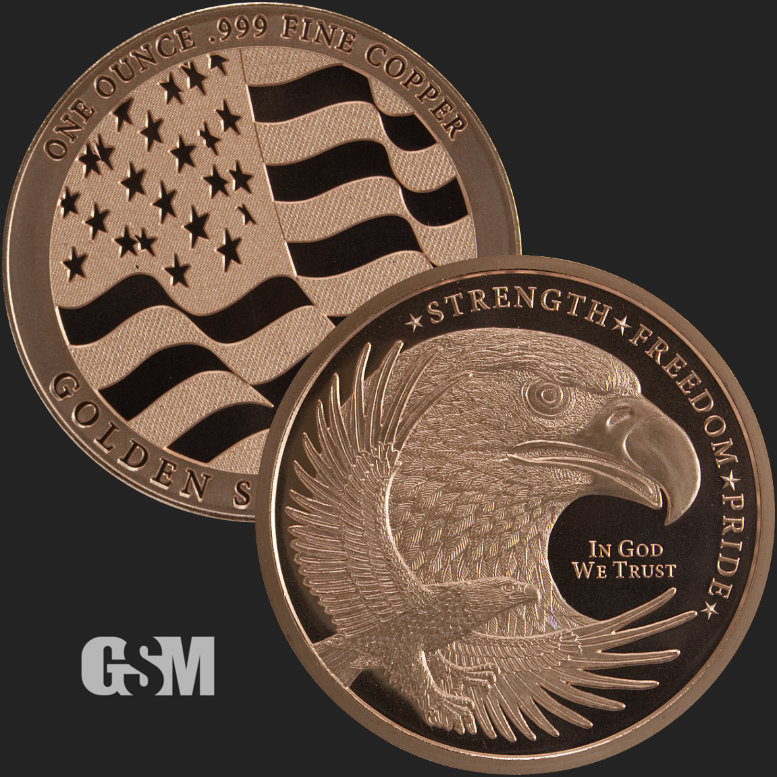 20 Ounces Of Copper 1 oz MASONIC  Design  Bullion Rounds 