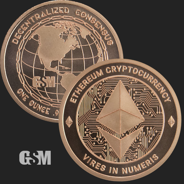 1 Oz Ethereum Copper Bullion Round 999 Fine