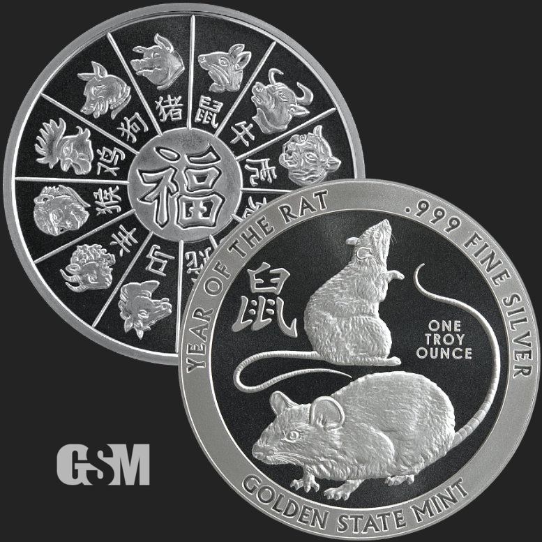 IN-STOCK! 2020 Lunar Year of the Rat Mouse 1 oz .999 Fine Silver Round Coin bu 