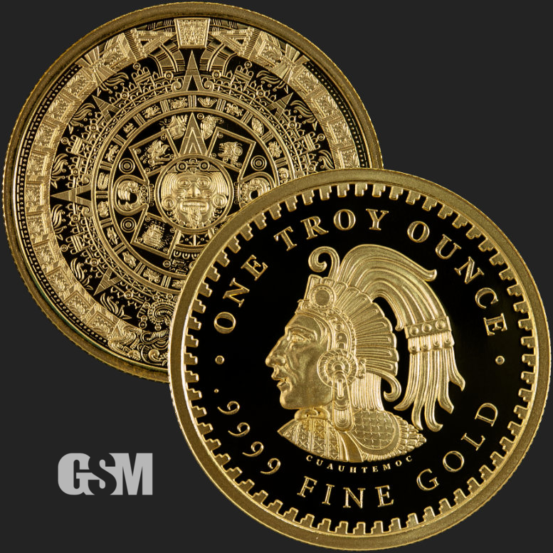 1 Oz Aztec Calendar Gold Round