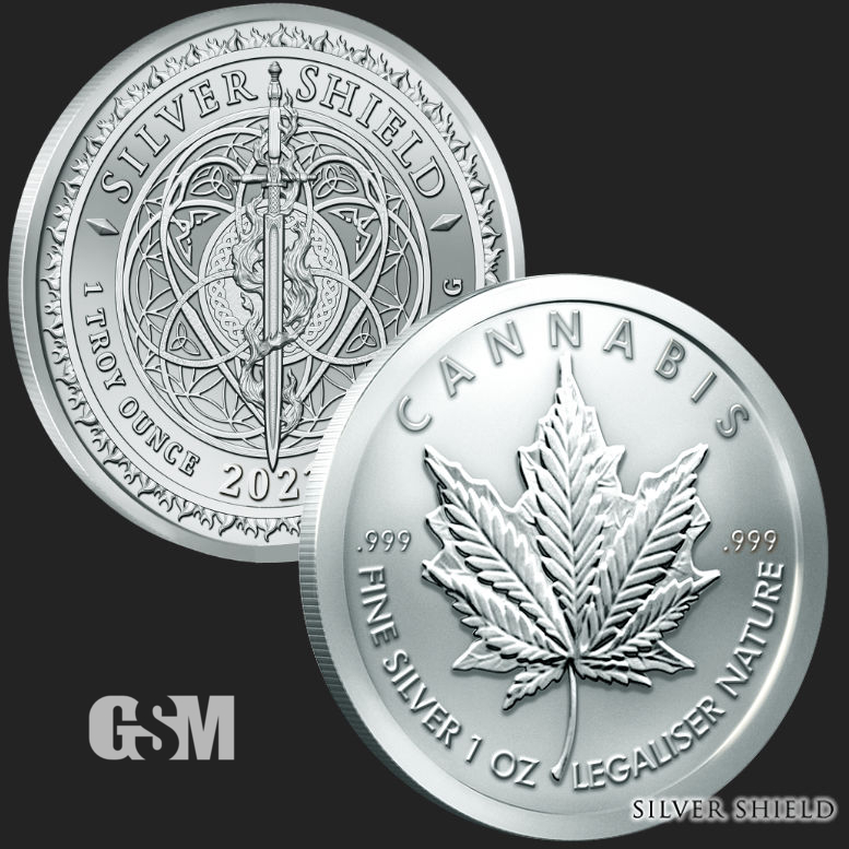 1 Oz High Relief Proof Hemp Art Bullion Round .999 Fine Silver 39MM Proof Coin $ 