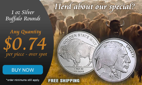 Silver Buffalo on sale only $0.74 over spot