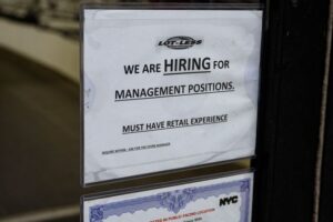 We are Hiring for Management Positions Lot-Less Door Sign