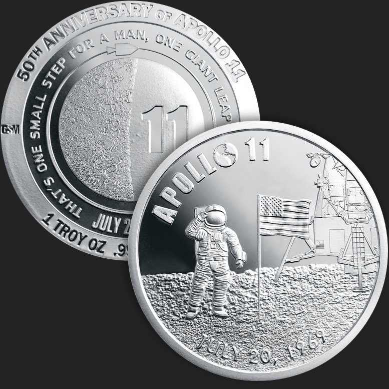 偉大な 1 oz Round Silver Proof Anniversary 50th 11 Apollo その他