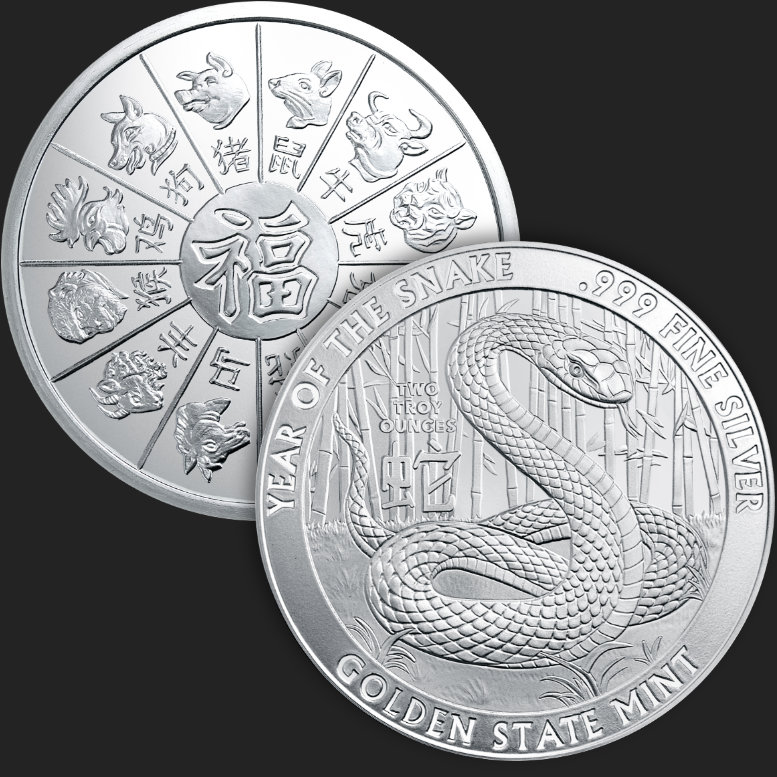 2 oz Year of the Snake 2025 Silver Round