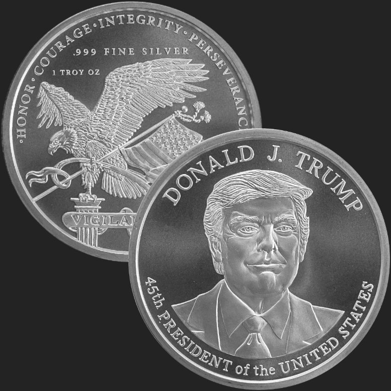 1 Troy oz Trump 45th President White House .999 Fine Silver Round 