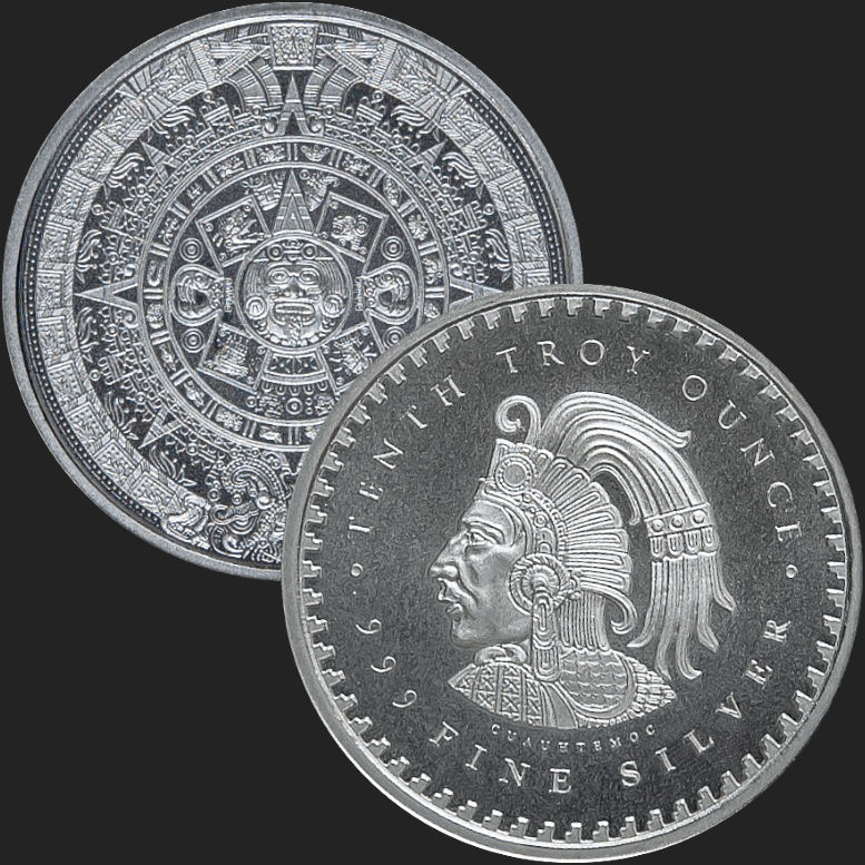純銀バー 1オンス アステカカレンダー 1 oz Aztec Calendar 1 oz .999 Silver Bar Aztec Calendar | LCR Coin