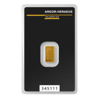 Excellent 1 Gram Argor-Heraeus Gold Bar Front Obverse Assay Card Thumbnail