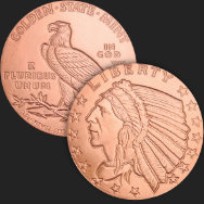 1/2 oz Incuse Indian Copper Round 