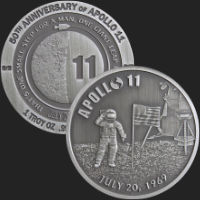 1 oz Apollo 11 50th Anniversary Antiqued Silver Round (capsule included)