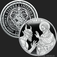 1 oz Jubilee Proof Silver Shield MiniMintage Silver Round