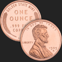 1 oz Lincoln Wheat Cent Copper Golden State Mint 