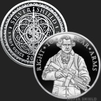 1 oz Right to Bear Arms Proof Silver Shield MiniMintage Silver Round