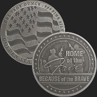 1 oz home of the free antiqued silver 