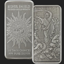 10 oz Jesus Clears the Temple Antiqued Silver Bar (capsule included)