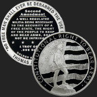Excellent 1oz Man with Rifle & Second Amendment Front & Back 1 Troy Oz .999 Silver Coin