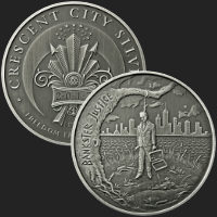Excellent Hanging Banker & Crescent City Front & Back of 1 oz .999 Fine Antiqued Silver Coin