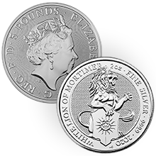 2020 2 oz British Silver Queen`s Beast White Lion of Mortimer Coin (BU)