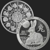 2 oz Year of the Rabbit Silver Round