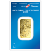 10 Gram Argor-Heraeus Lunar Year of the Rabbit Gold Bar 2023