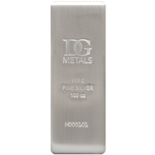 100 oz Silver Bar Dillon Gage .999 Fine Silver Obverse Bar Thumbnail
