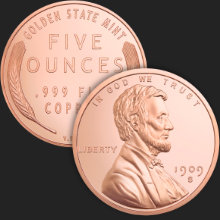 5 oz Lincoln Wheat Cent Copper Round 