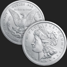 Stunning Morgan & Eagle Front & Back of 5 oz .999 Fine Silver Round Coin Thumb