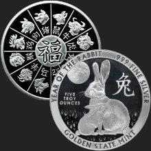 5 oz Year of the Rabbit silver Golden State Mint 220