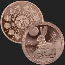 5 oz year of the Rabbit Copper round Golden State Mint 220B