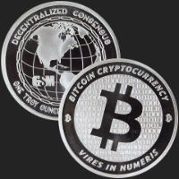 Beautiful Bitcoin Crypto & Decentralized Consensus Front & Back 1 oz .999 Fine Silver Coin