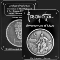 Frazetta 2 oz Swordsman of Mars 210 Antiqued Golden State Mint