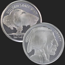 Beautiful Buffalo & Indian Front & Back of 5 oz .999 Silver Coin