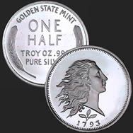 1/2 oz Flowing Hair Fractional Silver Round