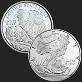 Excellent Walking Liberty & Eagle Front & Back of 1/10 oz .999 Fine Silver Coin