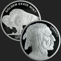 Beautiful Indian Liberty Front Obverse of 2 oz .999 Silver Coin