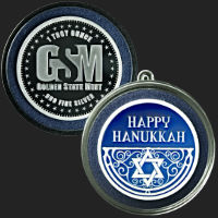 1 oz Happy Hanukkah Silver Round (ornament capsule included)