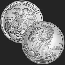 Excellent Walking Liberty & Eagle Front & Back of 5 oz .999 Fine Silver Coin