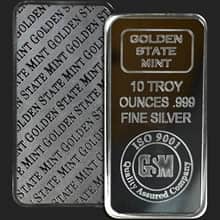 Beautiful GSM 10 oz Golden State Mint Silver Bar .999 Fine Bullion