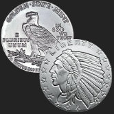 Beautiful Incuse Indian & Eagle Front & Back of 1/10 oz .999 Silver Coin