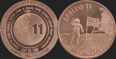 Apollo 11 Copper BU round 50th anniversary