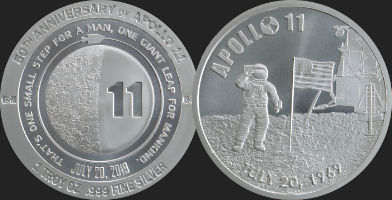 Apollo 11 Silver BU round 50th anniversary