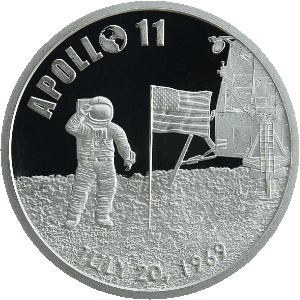 Apollo 11 Silver proof round 50th anniversary obverse