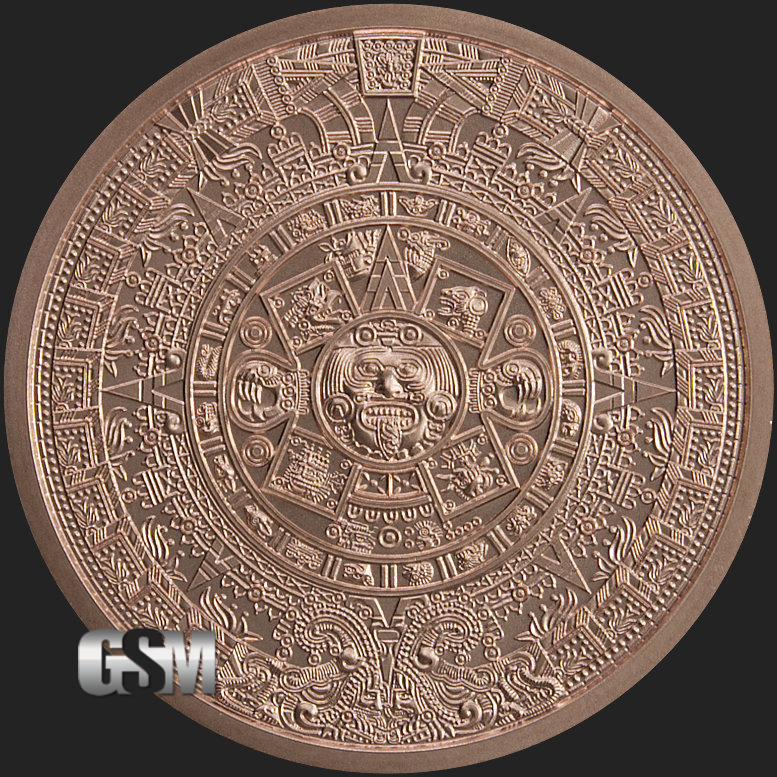 1 oz Aztec Calendar Copper Round .999 Fine