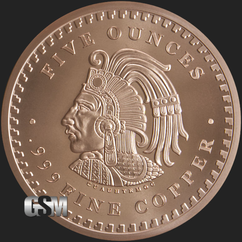 5 oz Aztec Calendar Copper Round .999 Fine