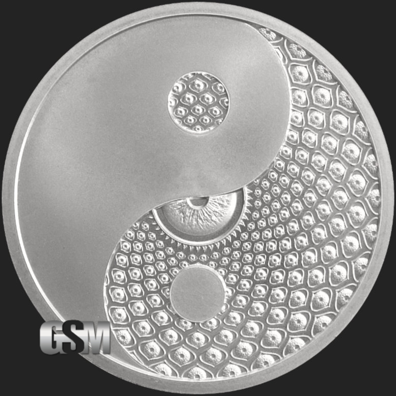 1 Oz Cosmic Yin Yang Minimintage Bu Silver Round 999 Fine