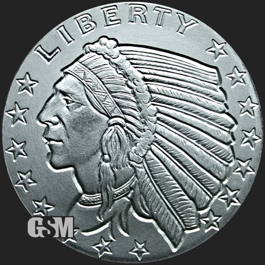 oz .999 Fine Silver Golden State Mint 1/2 #S30 Indian Head Round HALF 
